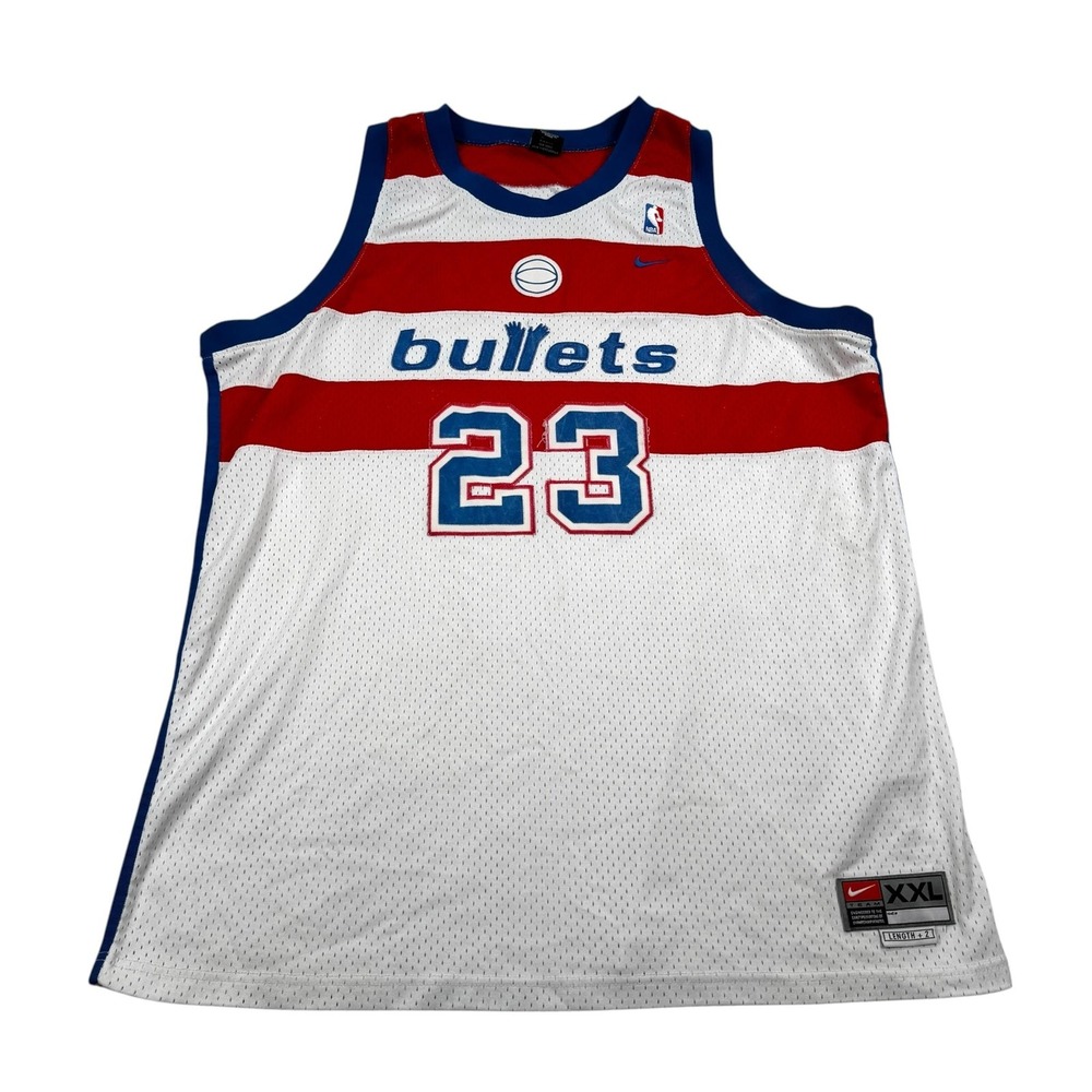 Vintage Washington Bullets Jersey Mens 2XL White NBA Basketball Jordan 23 Nike